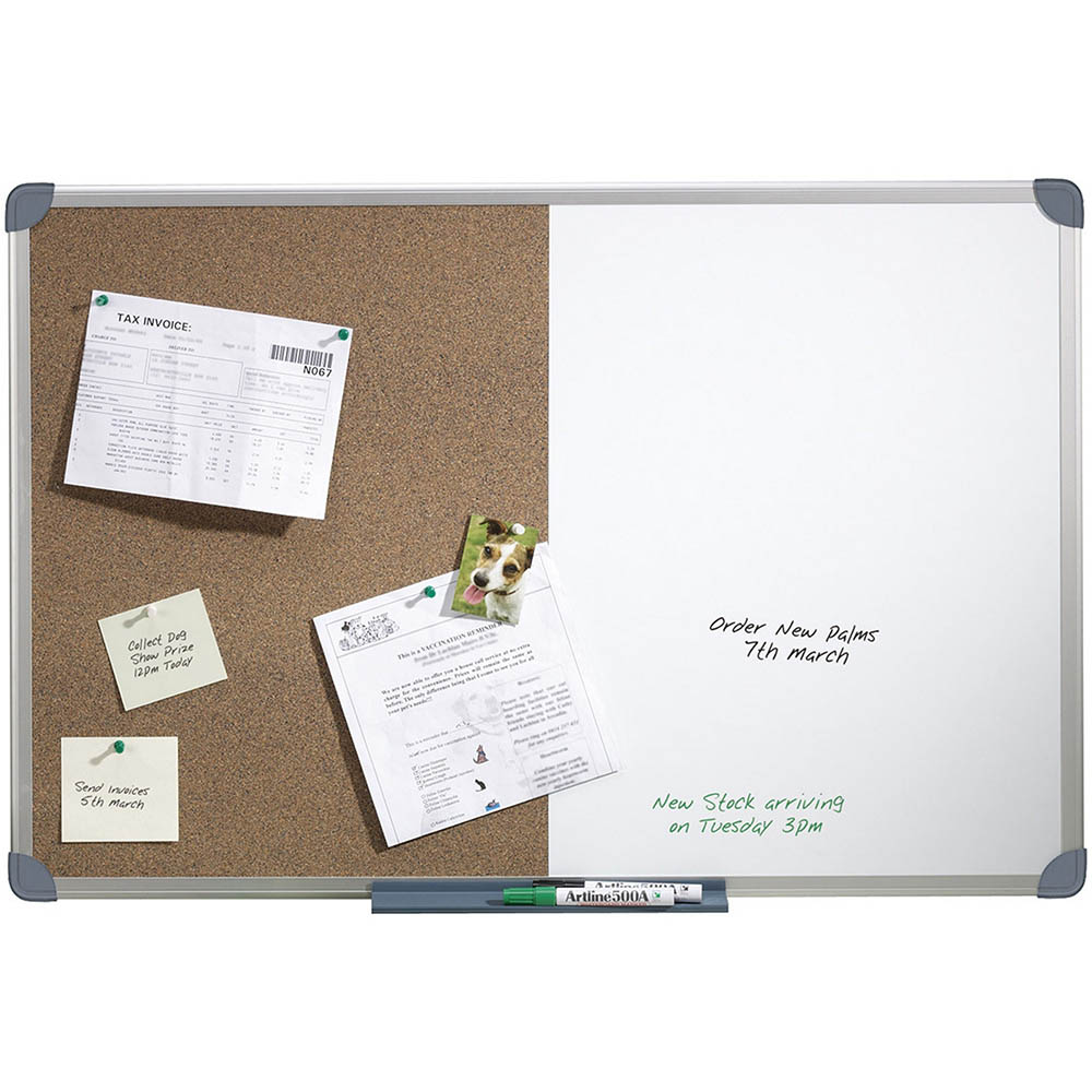 Image for QUARTET PENRITE CORKBOARD/WHITEBOARD ALUMINIUM FRAME NON-MAGNETIC 900 X 600MM from BusinessWorld Computer & Stationery Warehouse