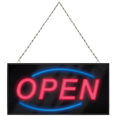 Image for QUARTET LED OPEN SIGN WITH CHAIN 20 X 480 X 250MM BLACK from Pinnacle Office Supplies
