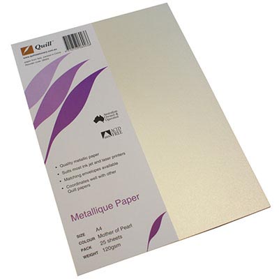 Image for QUILL METALLIQUE PAPER 120GSM A4 MOTHER OF PEARL PACK 25 from ONET B2C Store