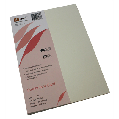 Image for QUILL PARCHMENT CARD 176GSM A4 WHITE PACK 50 from ALLBIZ Office Supplies