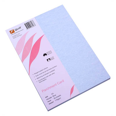 Image for QUILL PARCHMENT CARD 176GSM A4 BLUE PACK 50 from Buzz Solutions