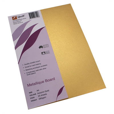 Image for QUILL METALLIQUE BOARD 285GSM A4 AUTUMN GOLD PACK 25 from Challenge Office Supplies