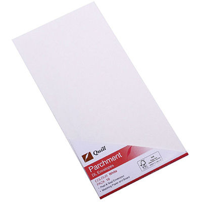 Image for QUILL DL PARCHMENT ENVELOPES PLAINFACE STRIP SEAL 90GSM 110 X 220MM WHITE PACK 25 from ONET B2C Store