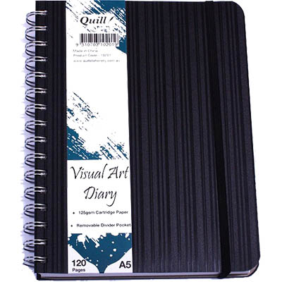 Image for QUILL VISUAL ART DIARY 125GSM 120 PAGE A5 PP BLACK from Clipboard Stationers & Art Supplies