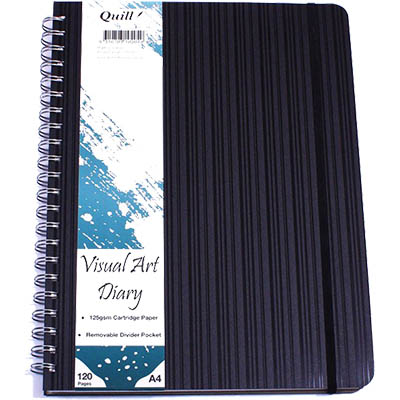 Image for QUILL VISUAL ART DIARY 125GSM 120 PAGE A4 PP BLACK from Mitronics Corporation