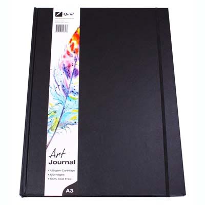 Image for QUILL ART JOURNAL HARDCOVER 125GSM 120 PAGE A3 BLACK from Clipboard Stationers & Art Supplies