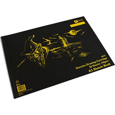 Image for QUILL Q532 SKETCH BOOK PP SHORT BOUND 110GSM A2 420 X 594MM 20 SHEETS BLACK from Office Heaven