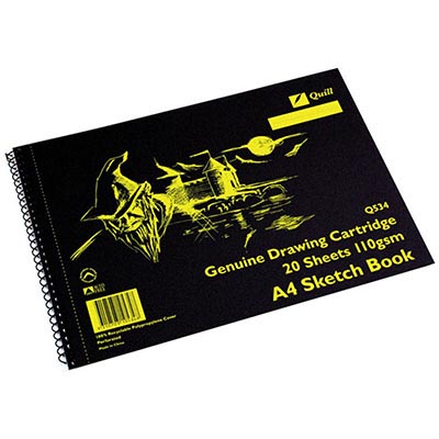 Image for QUILL Q534 SKETCH BOOK PP SHORT BOUND 110GSM A4 210 X 297MM 20 SHEETS BLACK from That Office Place PICTON