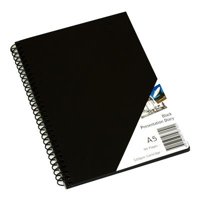 Image for QUILL VISUAL ART DIARY 110GSM 90 PAGE A5 PP BLACK from Clipboard Stationers & Art Supplies