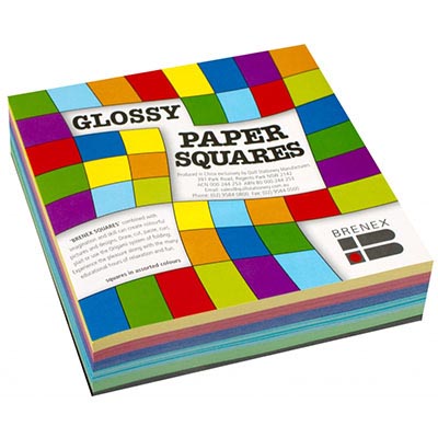 Image for BRENEX GLOSSY SQUARE PAPER SHAPES SINGLE SIDED 254 X 254MM ASSORTED PACK 360 from Mitronics Corporation