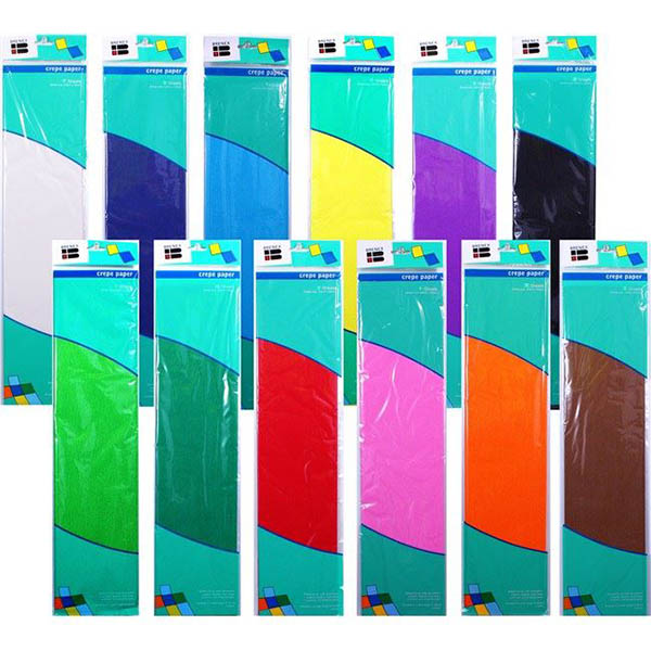 Image for BRENEX CREPE PAPER 2500 X 500MM ASSORTED PACK 12 from Office Heaven