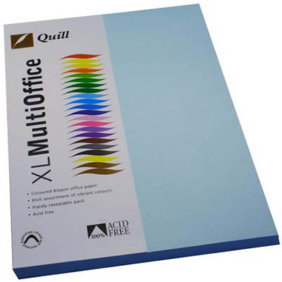 Image for QUILL COLOURED A4 COPY PAPER 80GSM POWDER BLUE PACK 100 SHEETS from Prime Office Supplies