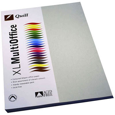 Image for QUILL COLOURED A4 COPY PAPER 80GSM GREY PACK 100 SHEETS from Challenge Office Supplies