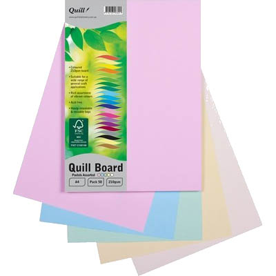 Image for QUILL XL MULTIBOARD 210GSM A4 ASSORTED PASTELS PACK 50 from That Office Place PICTON