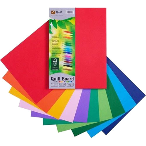 Image for QUILL BOARD 210GSM A4 ASSORTED PACK 100 from Office Express