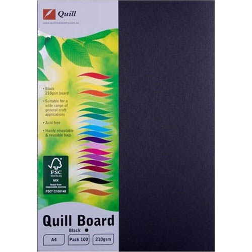 Image for QUILL XL MULTIBOARD 210GSM A4 BLACK PACK 100 from Mitronics Corporation