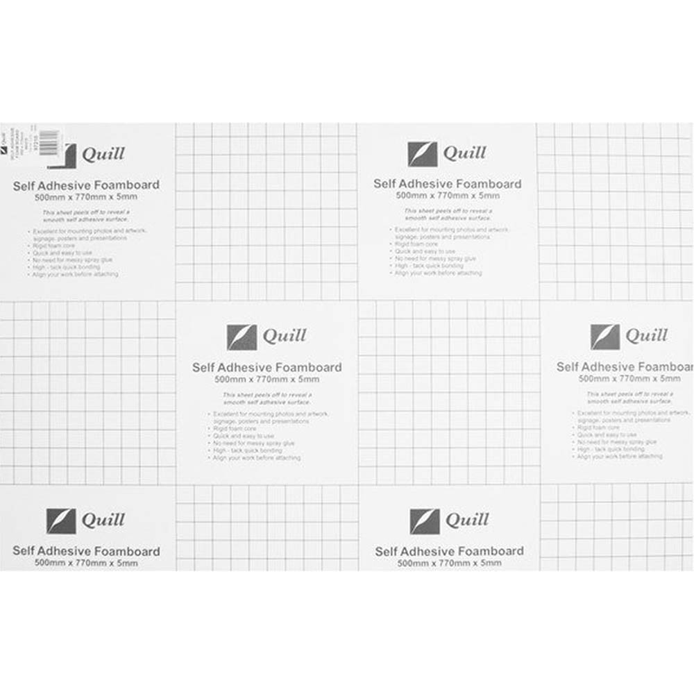 Image for QUILL FOAM BOARD SELF ADHESIVE 5MM 500 X 770MM WHITE from BusinessWorld Computer & Stationery Warehouse