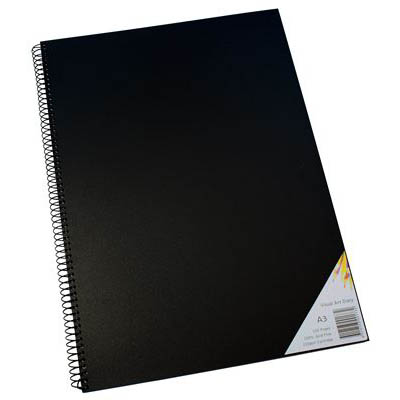 Image for QUILL VISUAL ART DIARY 110GSM 120 PAGE A3 PP BLACK from Australian Stationery Supplies