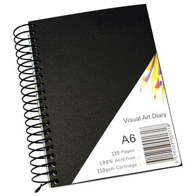 Image for QUILL VISUAL ART DIARY 110GSM 120 PAGE A6 PP BLACK from Mitronics Corporation