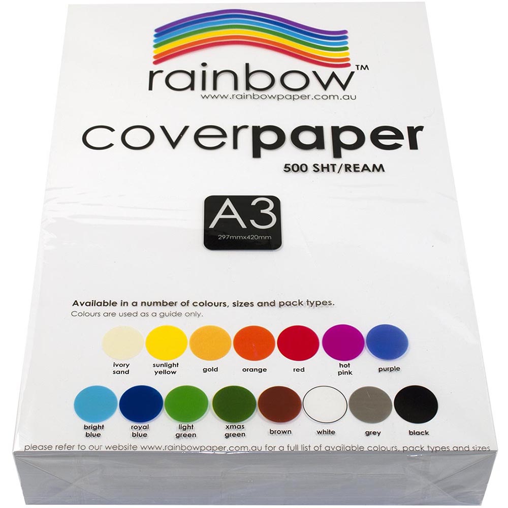 Image for RAINBOW COVER PAPER 125GSM A3 WHITE PACK 500 from Challenge Office Supplies