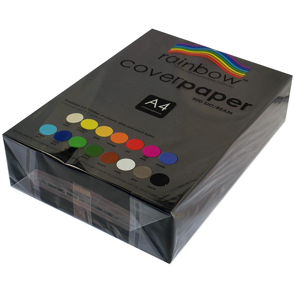 Image for RAINBOW COVER PAPER 125GSM A4 BLACK PACK 500 from Mitronics Corporation