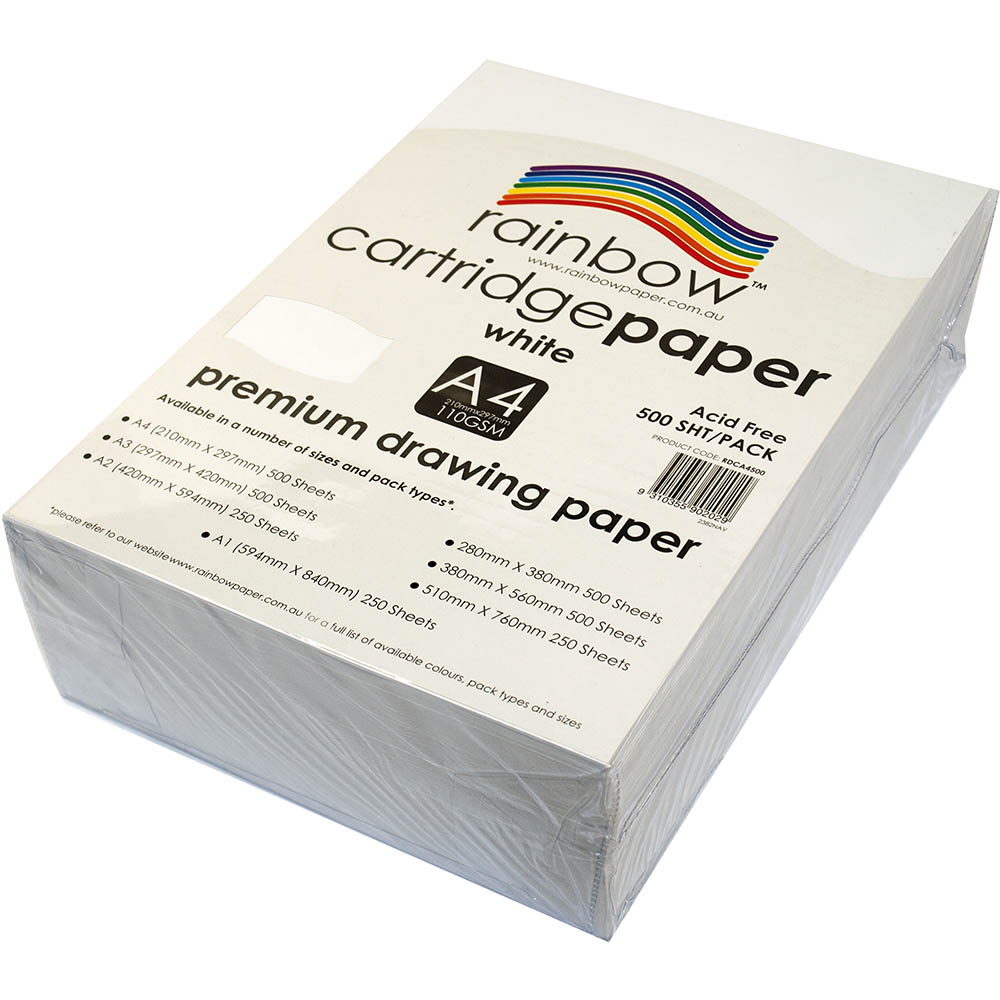 Image for RAINBOW PREMIUM CARTRIDGE PAPER 110GSM A4 WHITE 500 SHEETS from Memo Office and Art