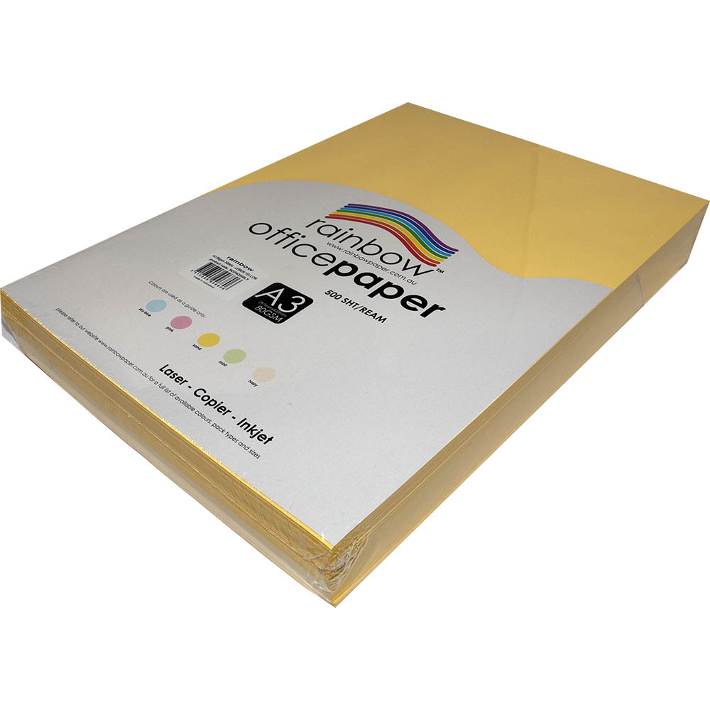 Image for RAINBOW COLOURED A3 COPY PAPER 80GSM 500 SHEETS LEMON YELLOW from Australian Stationery Supplies