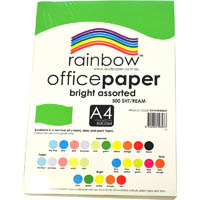 rainbow coloured a4 copy paper 80gsm 500 sheets bright assorted