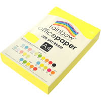 rainbow coloured a4 copy paper 75gsm 500 sheets fluro yellow