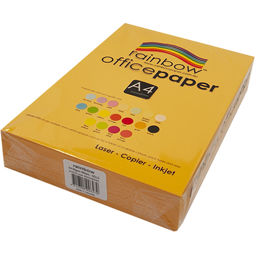 Image for RAINBOW COLOURED A4 COPY PAPER 80GSM 500 SHEETS GOLD from Challenge Office Supplies