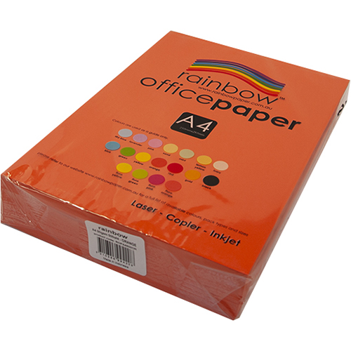 Image for RAINBOW COLOURED A4 COPY PAPER 80GSM 500 SHEETS ORANGE from ONET B2C Store