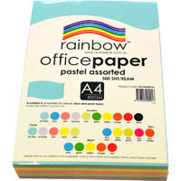 rainbow coloured a4 copy paper 80gsm 500 sheets pastel assorted