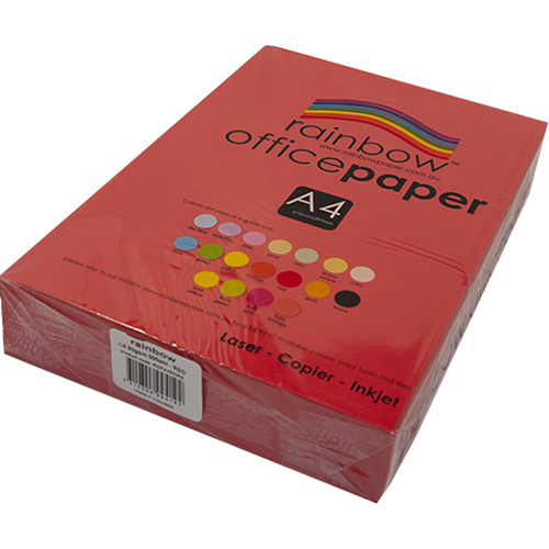 Image for RAINBOW COLOURED A4 COPY PAPER 80GSM 500 SHEETS RED from Mitronics Corporation