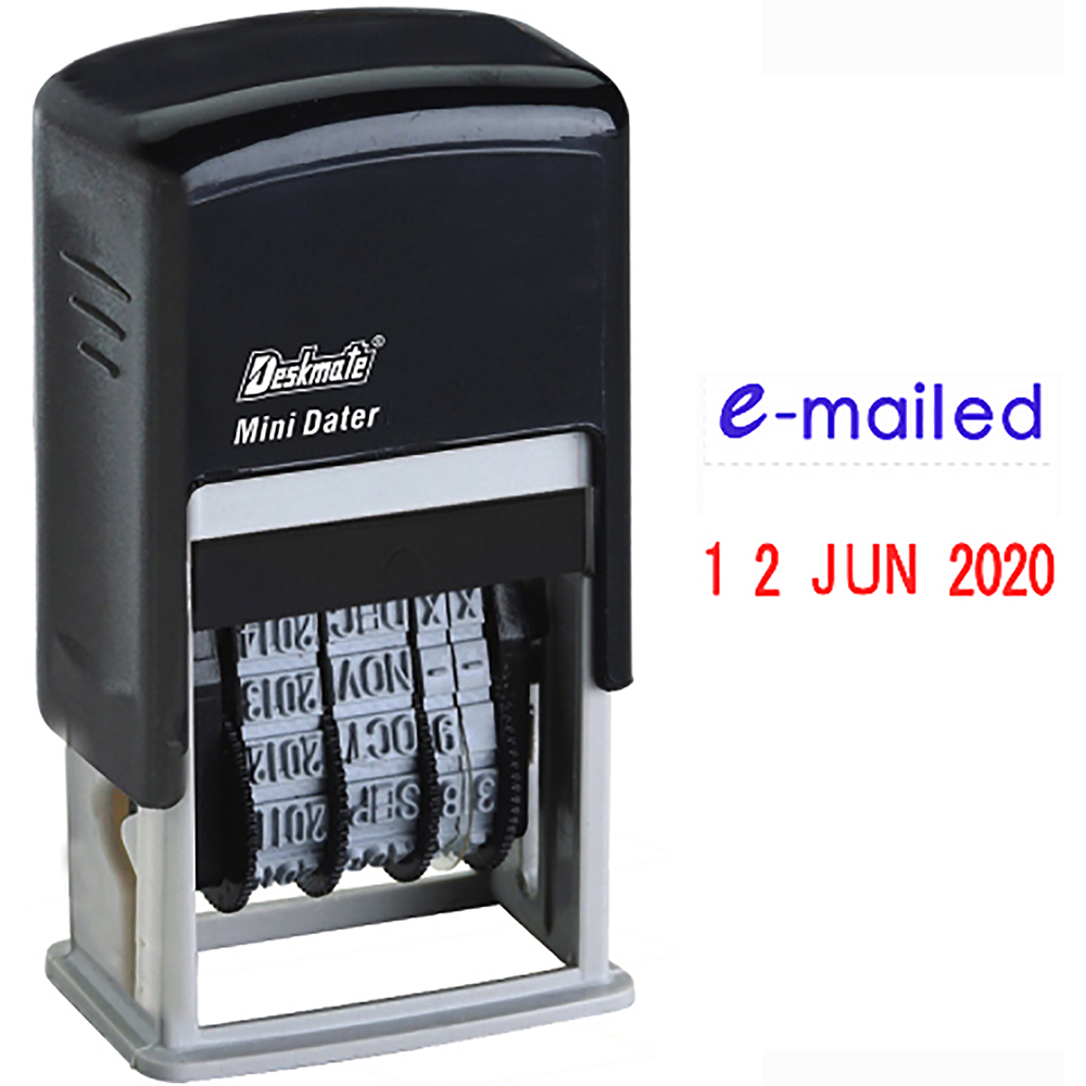 Image for DESKMATE RP-2441LX SELF-INKING DATE STAMP EMAILED BLUE/RED from Prime Office Supplies