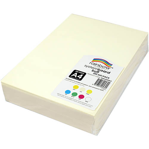 Image for RAINBOW SYSTEM BOARD 200GSM A4 BUFF PACK 200 from Office Heaven