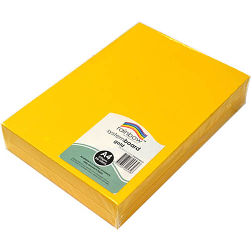 Image for RAINBOW SYSTEM BOARD 200GSM A4 GOLD PACK 200 from Office Express