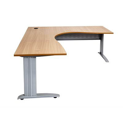 Image for RAPID SPAN CORNER WORKSTATION WITH METAL MODESTY PANEL 1500 X 1500 X 700MM BEECH/SILVER from Mitronics Corporation