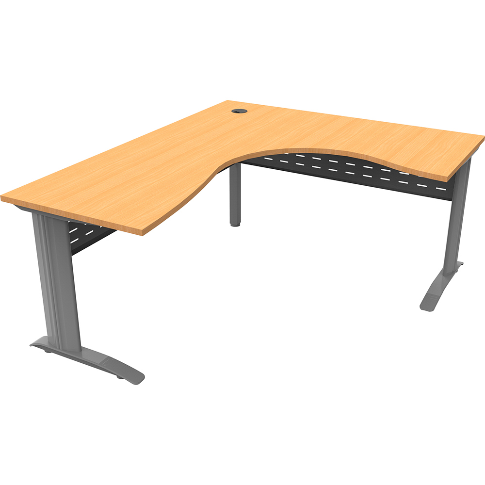 Image for RAPID SPAN CORNER WORKSTATION WITH METAL MODESTY PANEL 1800 X 1200 X 700MM BEECH/SILVER from BusinessWorld Computer & Stationery Warehouse