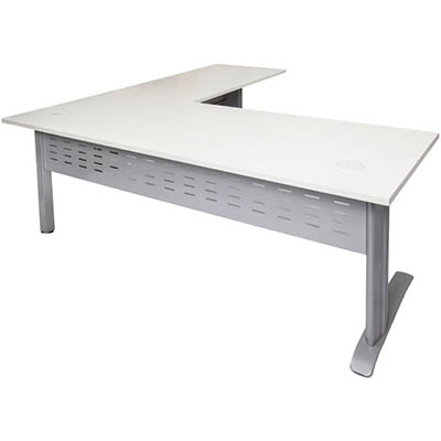 Image for RAPID SPAN DESK AND RETURN WITH METAL MODESTY PANEL 1800 X 700MM / 1100 X 600MM WHITE/SILVER from BusinessWorld Computer & Stationery Warehouse