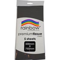 rainbow premium tissue paper 17gsm 500 x 750mm black pack 5