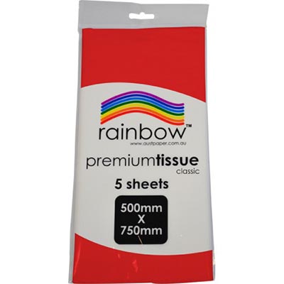 Image for RAINBOW PREMIUM TISSUE PAPER 17GSM 500 X 750MM RED PACK 5 from Office Fix - WE WILL BEAT ANY ADVERTISED PRICE BY 10%