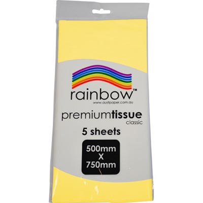 Image for RAINBOW PREMIUM TISSUE PAPER 17GSM 500 X 750MM YELLOW PACK 5 from BusinessWorld Computer & Stationery Warehouse