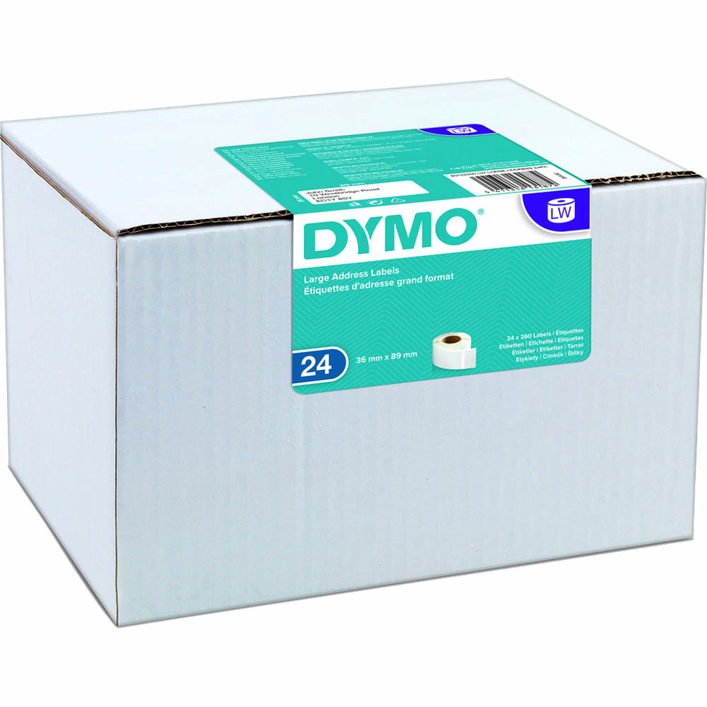 Image for DYMO 99012 LW ADDRESS LABELS 89 X 36MM WHITE ROLL 260 BOX 24 from Challenge Office Supplies