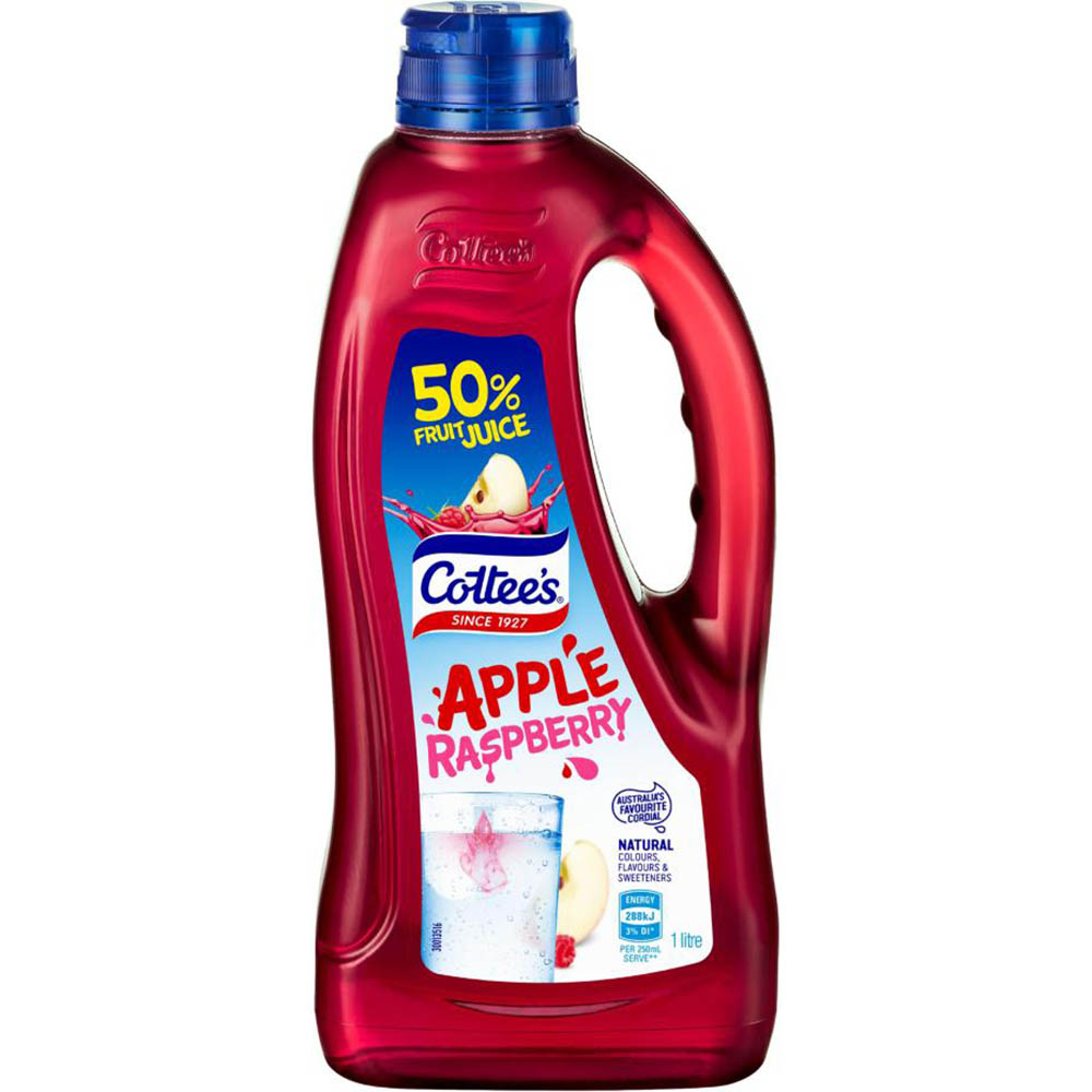 Image for COTTEES CORDIAL APPLE AND RASPBERRY PET 1 LITRE CARTON 9 from Office Heaven