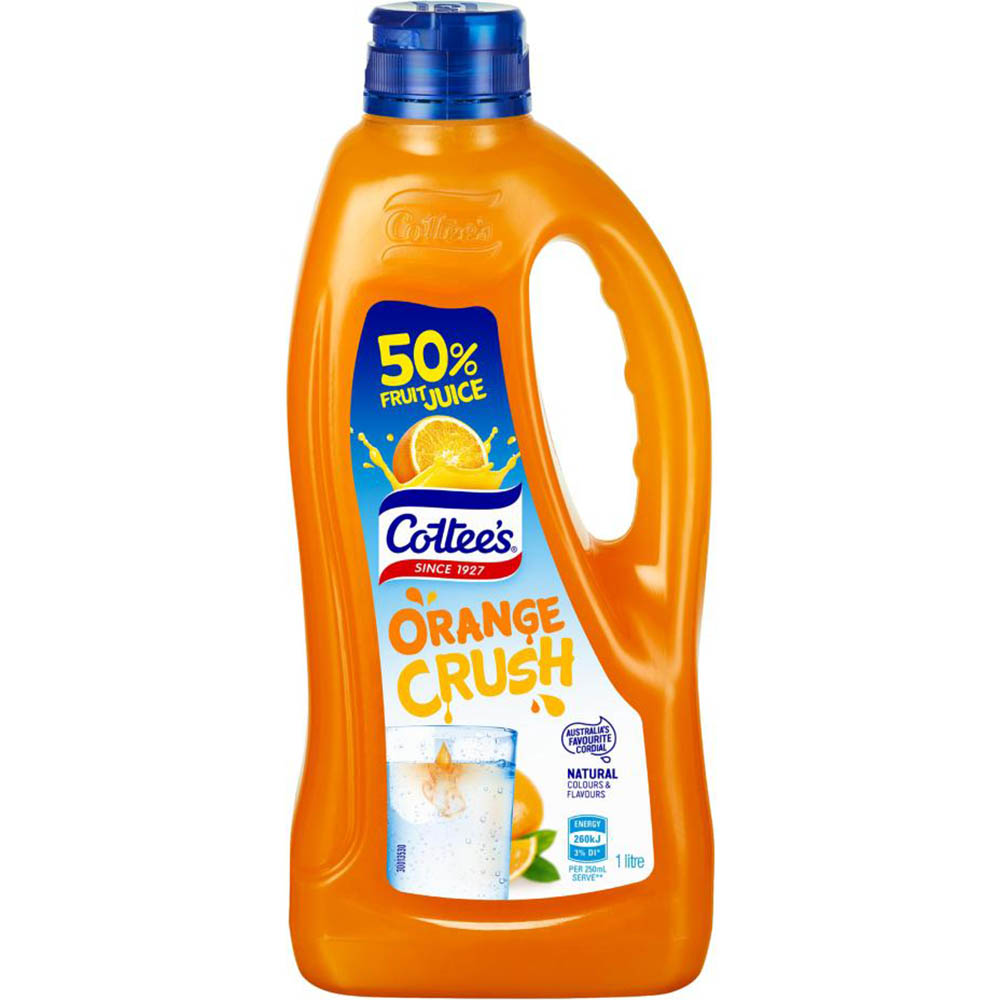 Image for COTTEES CORDIAL ORANGE CRUSH PET 1 LITRE PET CARTON 9 from Olympia Office Products