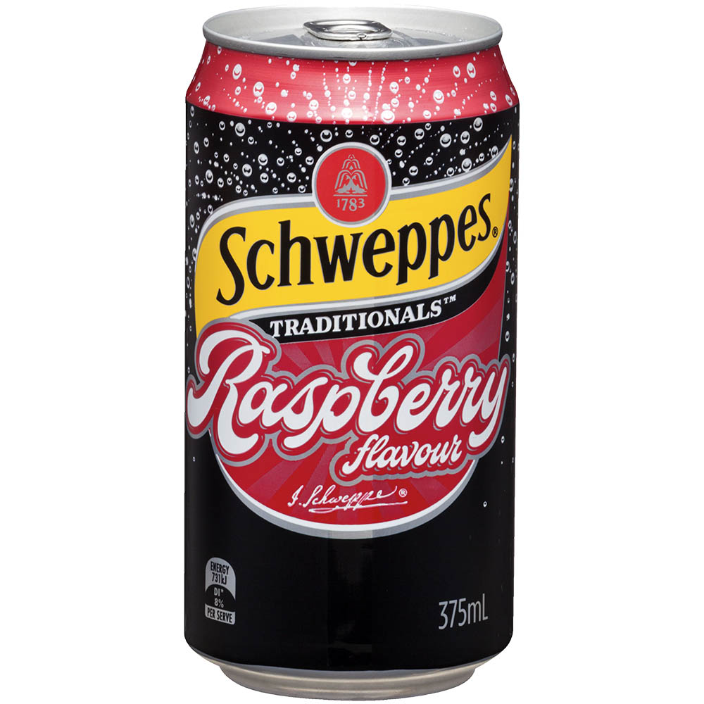 Image for SCHWEPPES TRADITIONALS RASPBERRY SODA CAN 375ML PACK 10 from BusinessWorld Computer & Stationery Warehouse