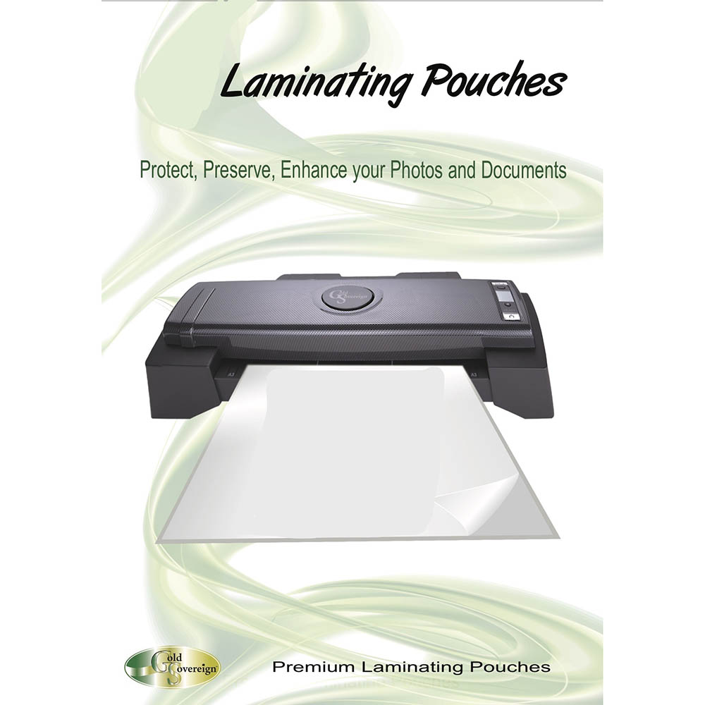 Image for GOLD SOVEREIGN SELF ADHESIVE LAMINATING POUCH 80 MICRON A4 CLEAR PACK 100 from Office Heaven