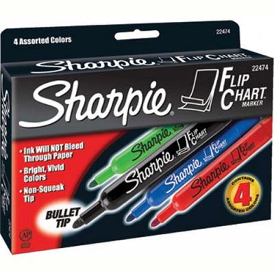 Image for SHARPIE FLIP CHART MARKER BULLET BROAD 3.0MM ASSORTED PACK 4 from Office Express