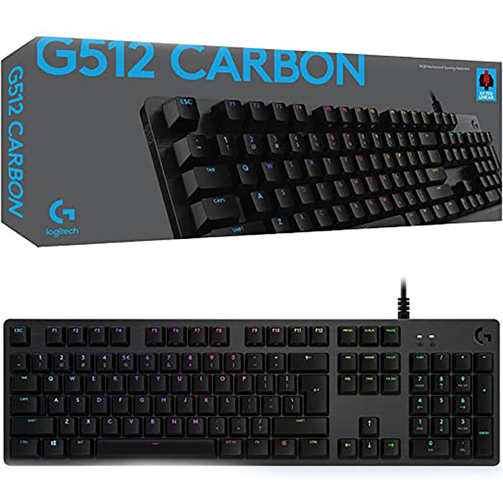 Image for LOGITECH G512 MECHANICAL GAMING KEYBOARD CARBON LIGHTSYNC BLACK WITH GX RED SWITCHES from Office Heaven