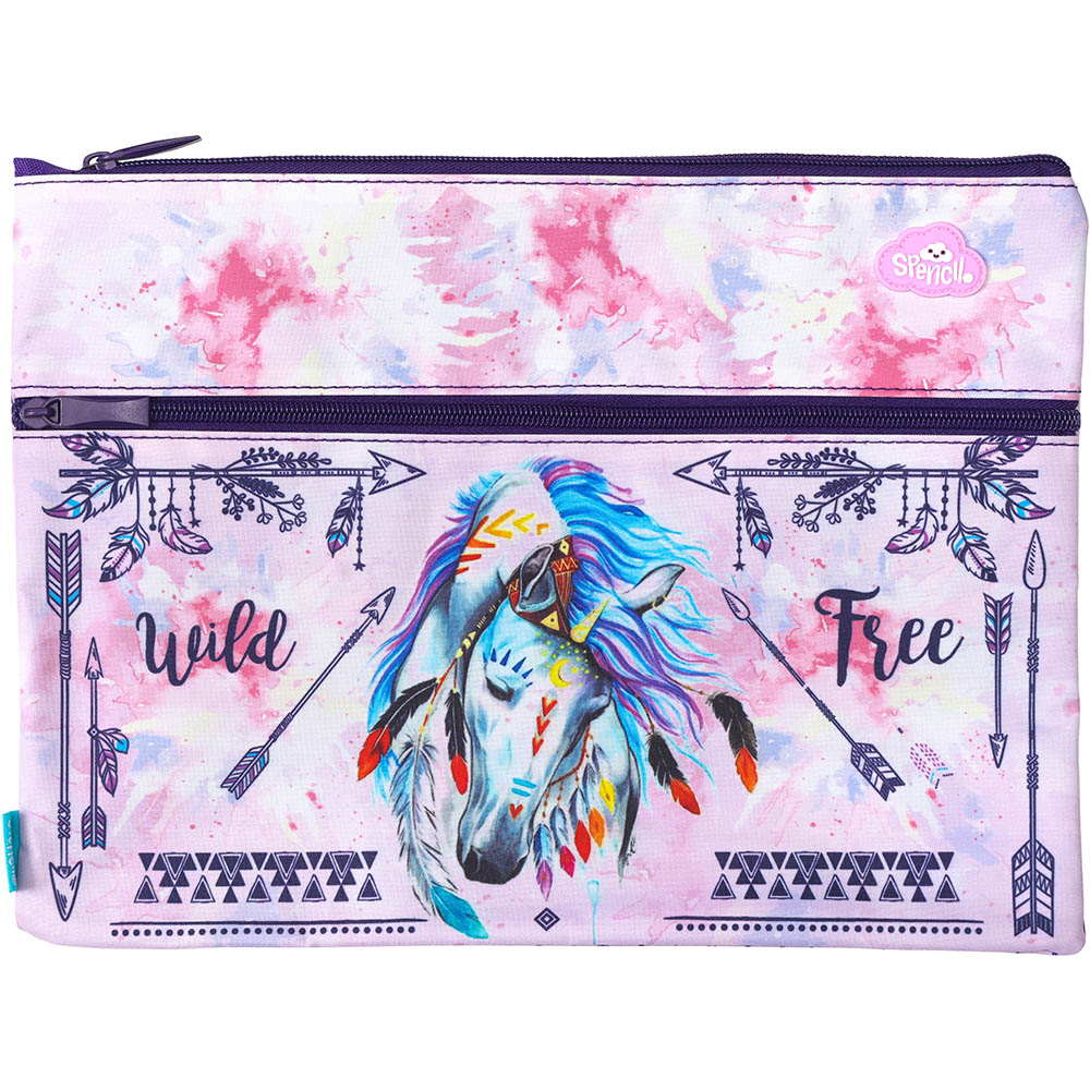 Image for SPENCIL TWIN ZIP PENCIL CASE A4 DREAMCATCHER HORSE from Mitronics Corporation